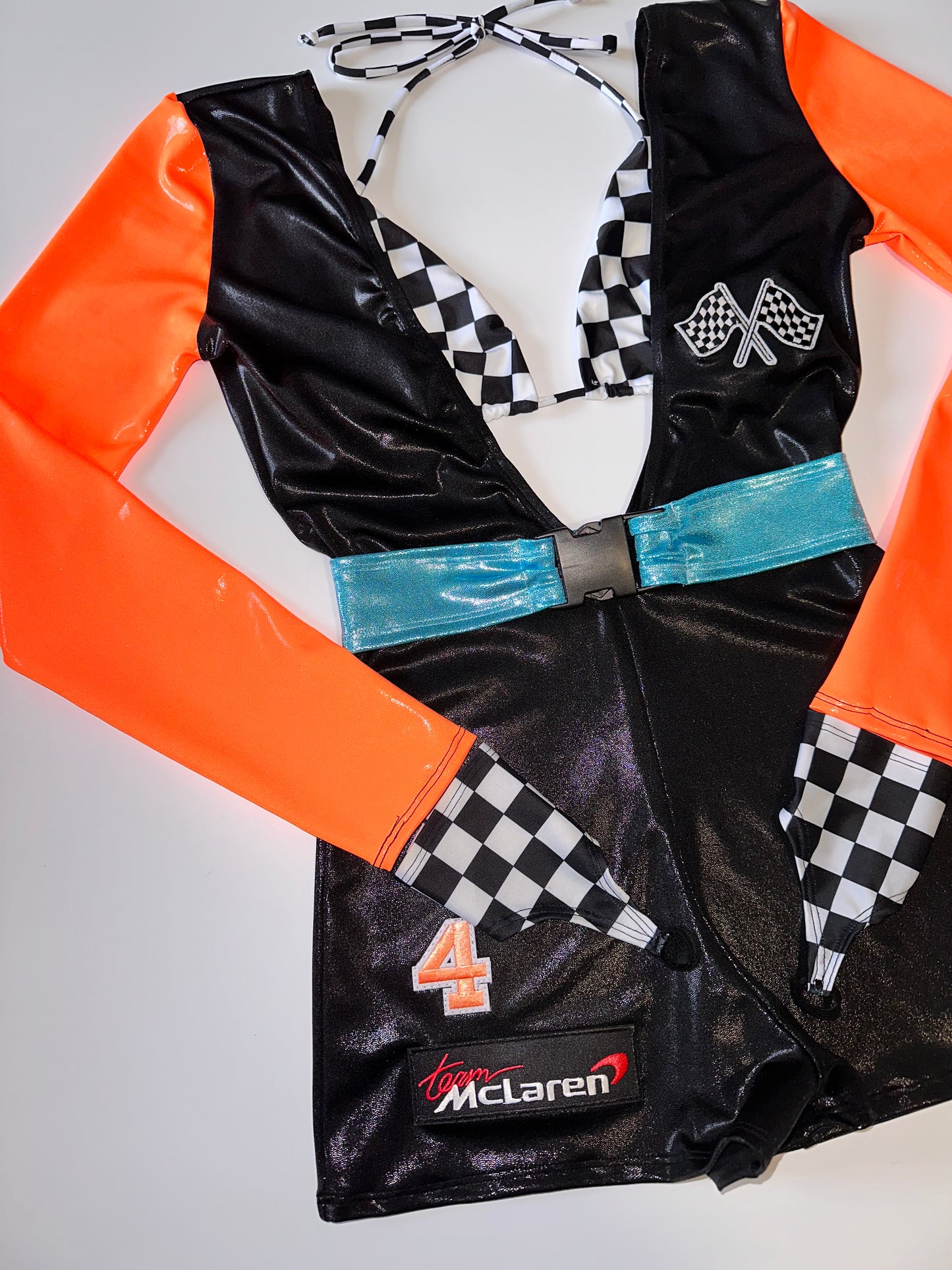 The racer girl no.1 full outfit (orange/blue/black/check)