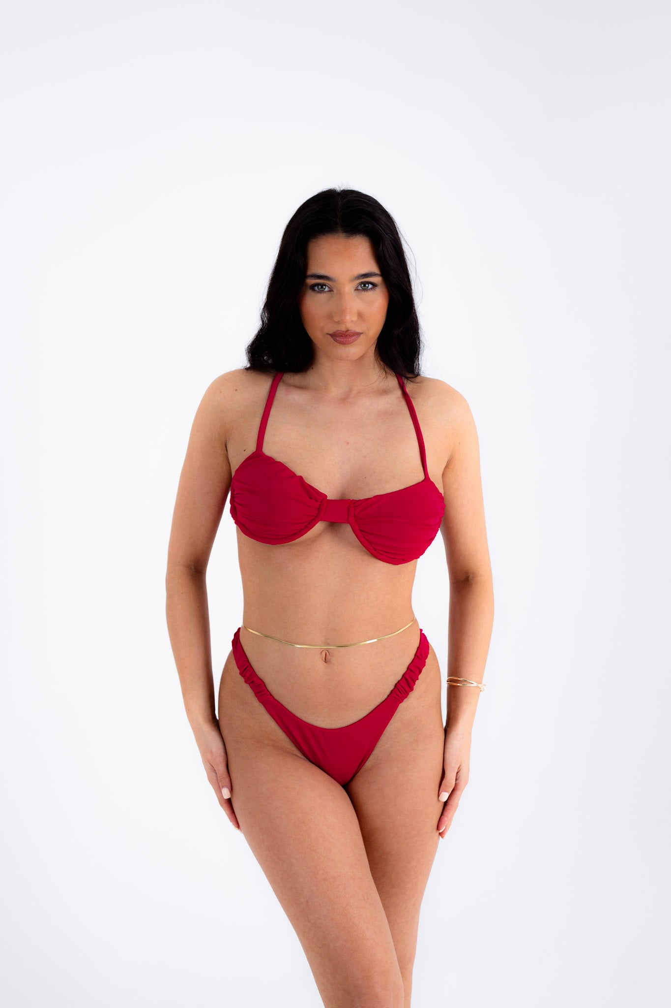 Ruched bottoms - deep red