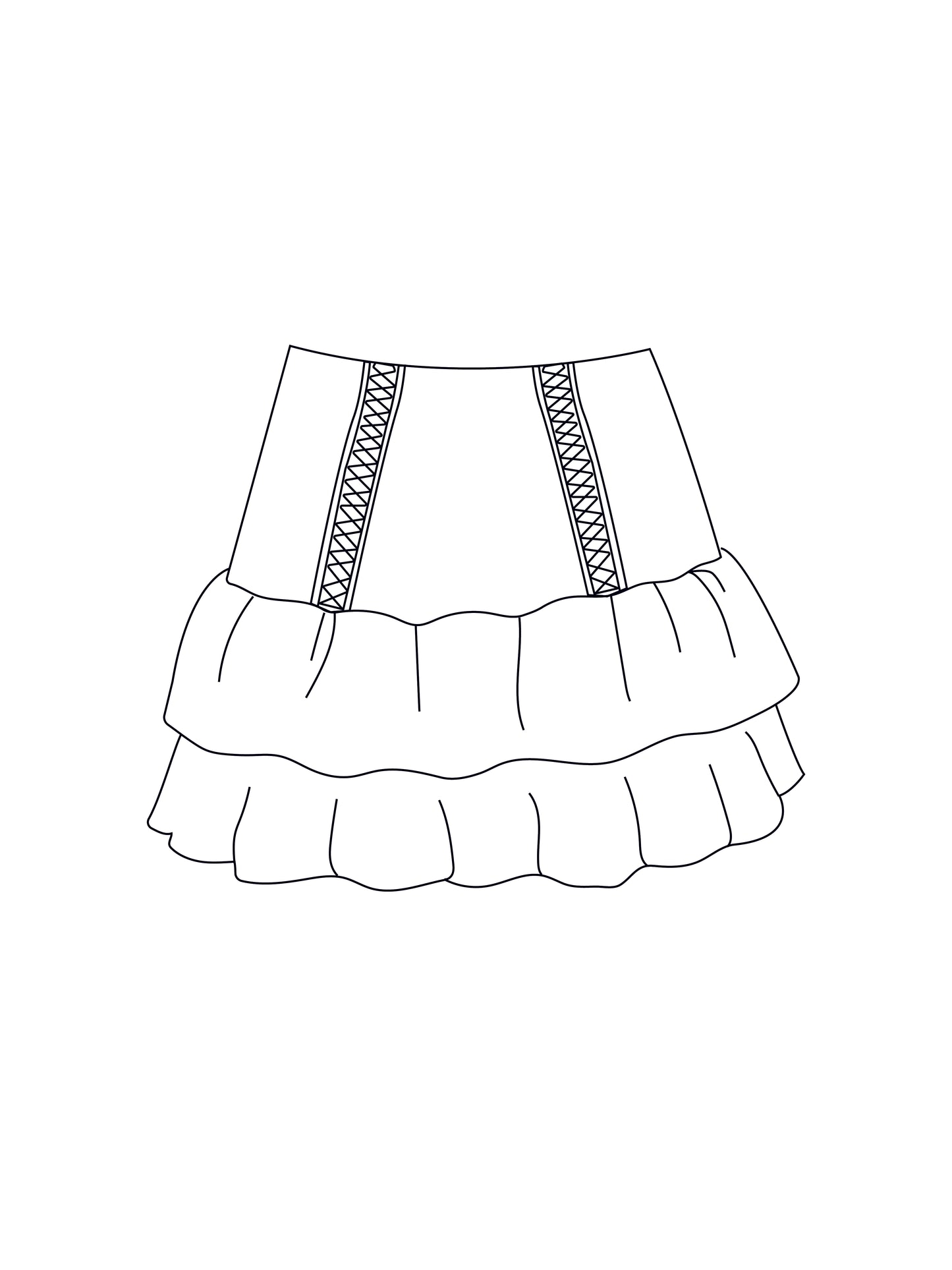 Custom lace up double tiered rara skirt