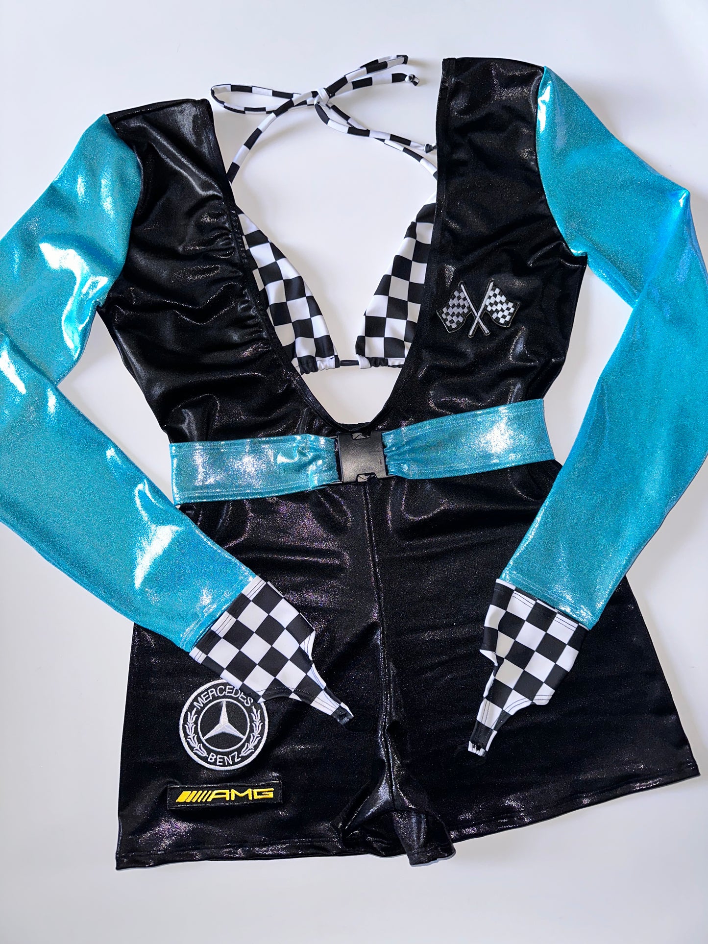 The racer girl no.1 full outfit (blue/black/check)