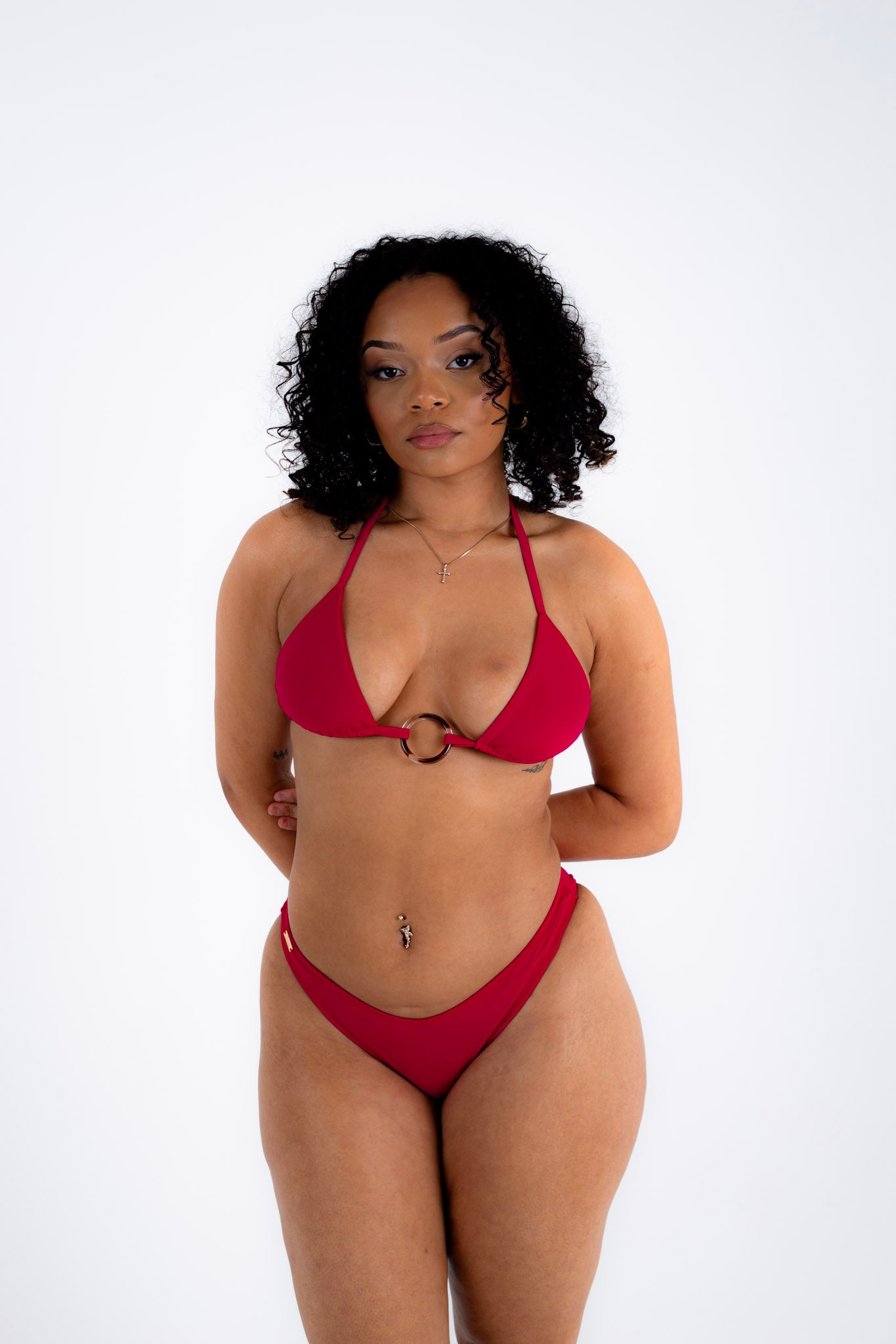 High leg bottoms (thong or brazilian back option) - deep red