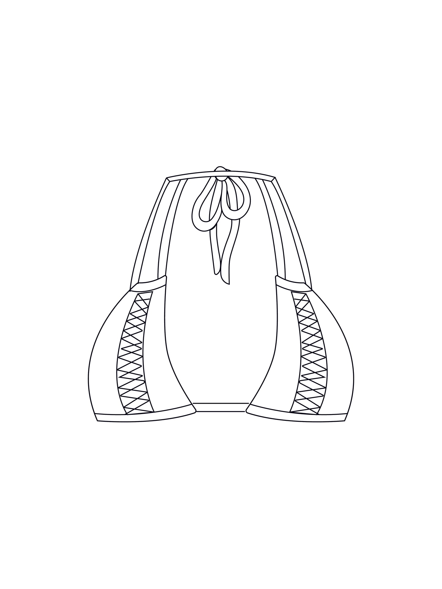 Custom multi-way lace up trim square bralet