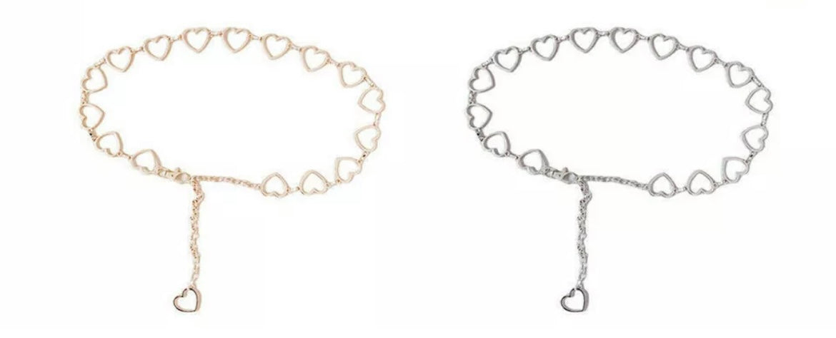 The heart chain belt (gold or silver)
