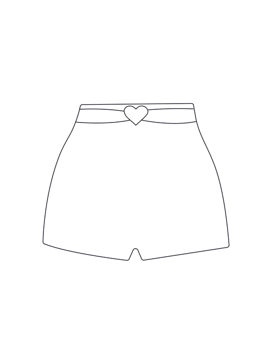 Custom heart diamante short shorts