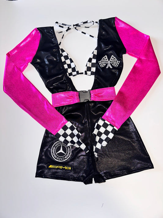 The racer girl no.1 full outfit (pink/black/check)