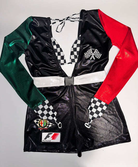 The racer girl no.1 full outfit (red/green/white/black/check)