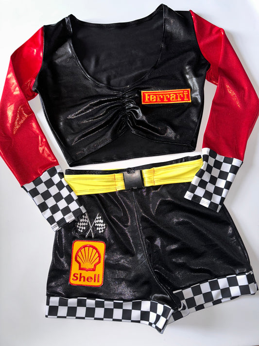 The racer girl no.2 full outfit (red/black/yellow/check)
