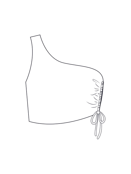 Custom asymmetric ruched side crop