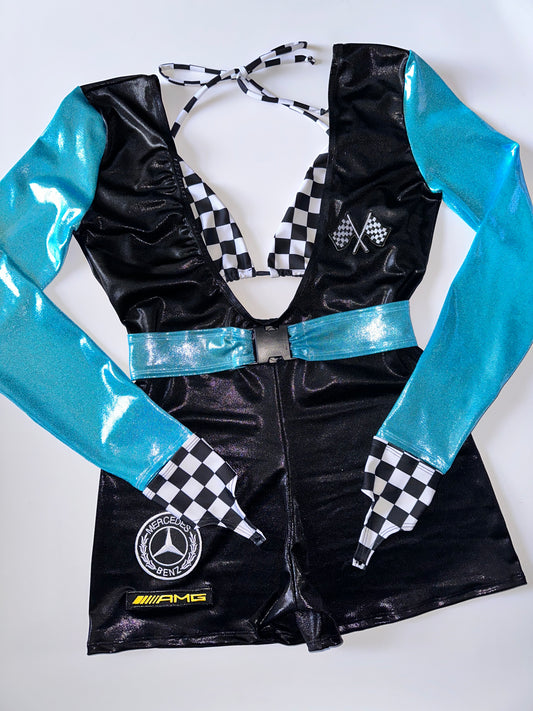 The racer girl no.1 full outfit (blue/black/check)