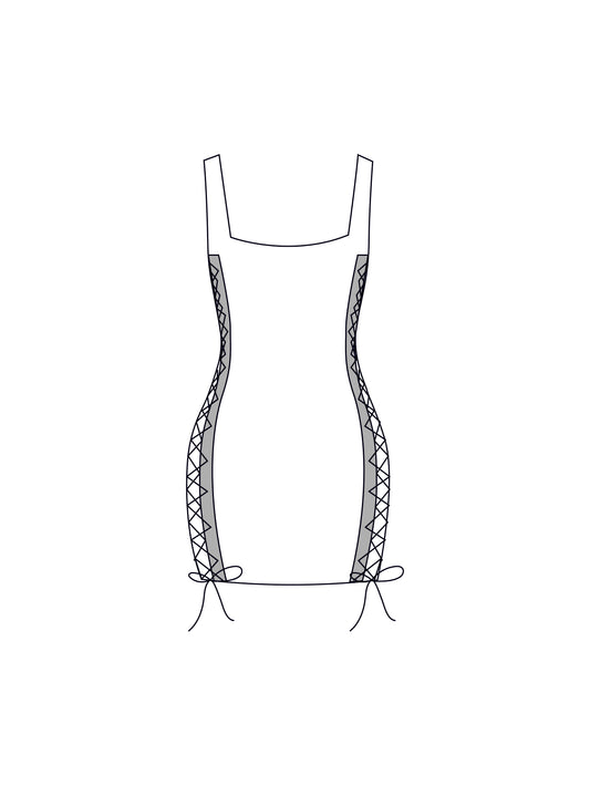 Custom lace up side dress