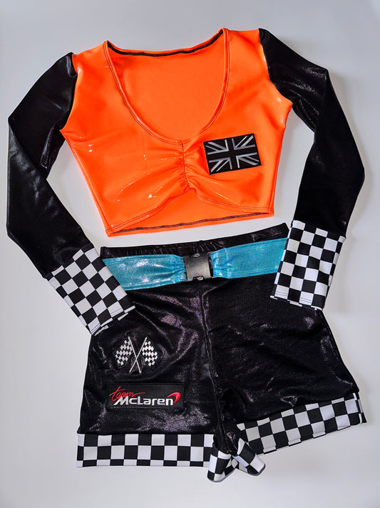 The racer girl no.2 full outfit (orange/blue/black/check)