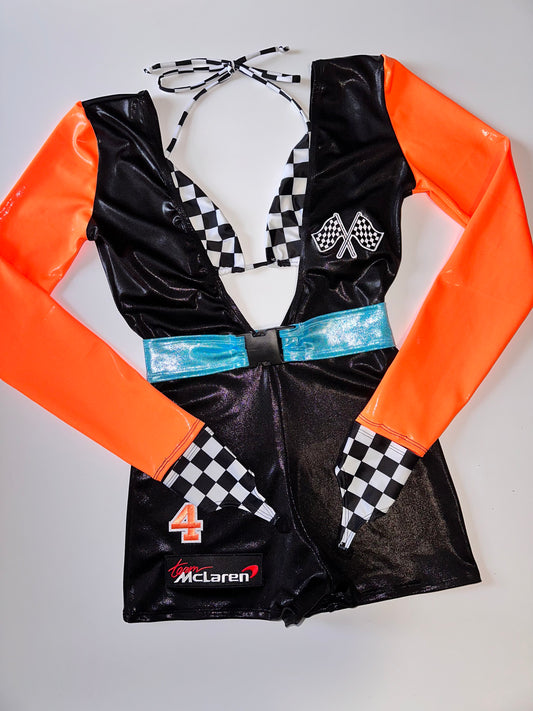 The racer girl no.1 full outfit (orange/blue/black/check)