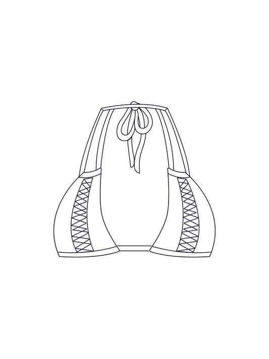 Custom multi-way lace up trim square bralet