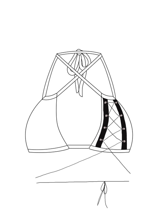 Custom multi-way square lace up cup bralet